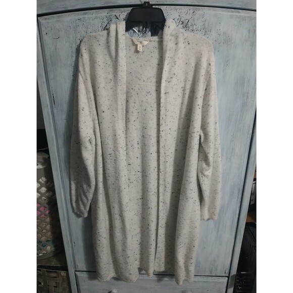 Terra & Sky Long Open Hooded Sweater Cardigan Cream 0X - Picture 1 of 12